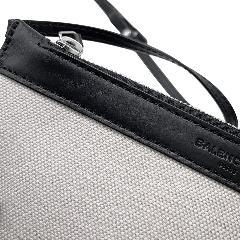 バレンシアガ トートバッグ ネイビーカバス S ポーチ付 339933 BALENCIAGA バッグ 黒 白