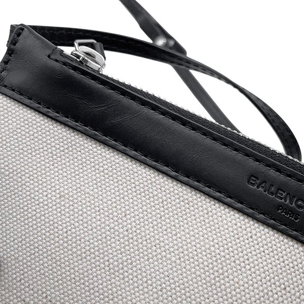 バレンシアガ トートバッグ ネイビーカバス S ポーチ付 339933 BALENCIAGA バッグ 黒 白