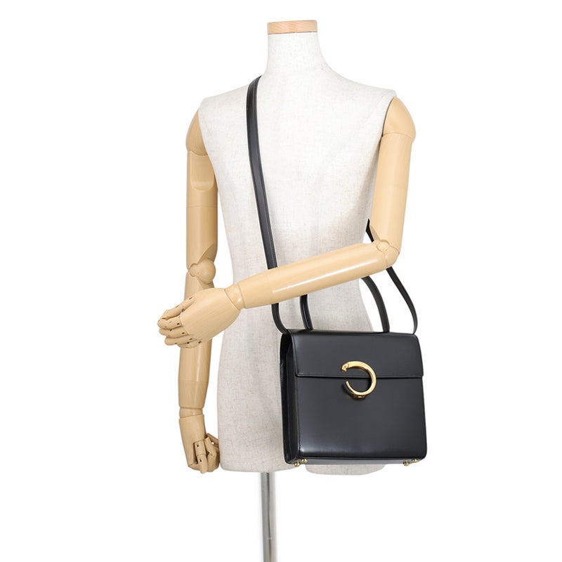 カルティエ ハンドバッグ パンテール レザー Cartier 2wayショルダーバッグ 黒