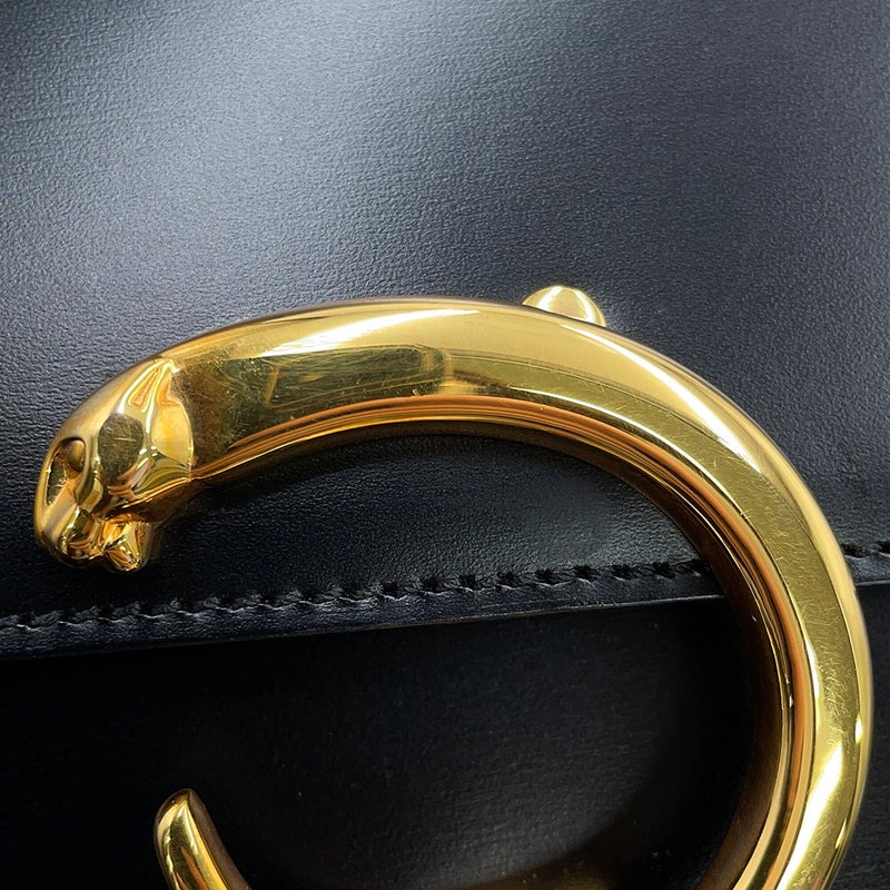 カルティエ ハンドバッグ パンテール レザー Cartier 2wayショルダーバッグ 黒