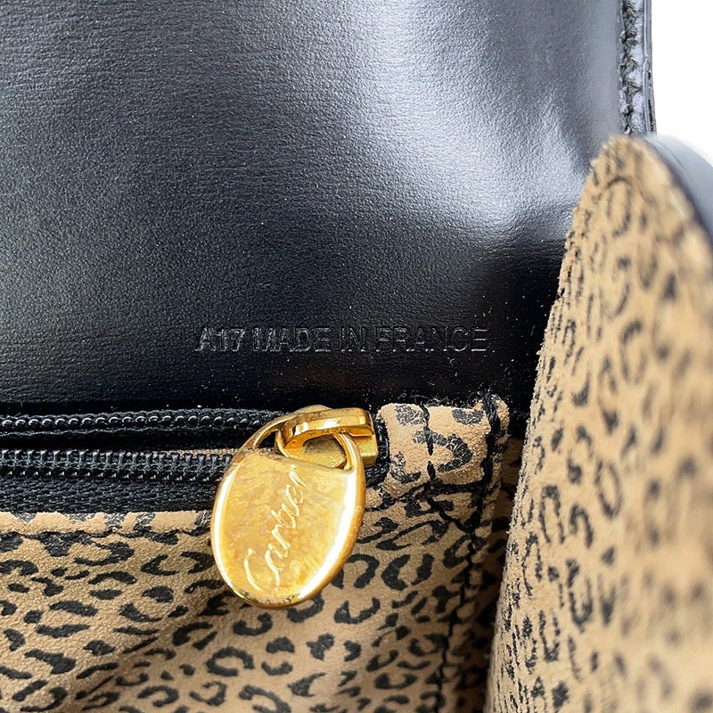 カルティエ ハンドバッグ パンテール レザー Cartier 2wayショルダーバッグ 黒