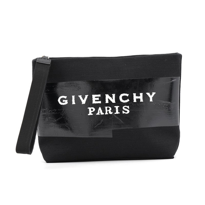 ジバンシー クラッチバッグ テープロゴ スモール キャンバス BB60PNB2CL GIVENCHY ポーチ 黒
