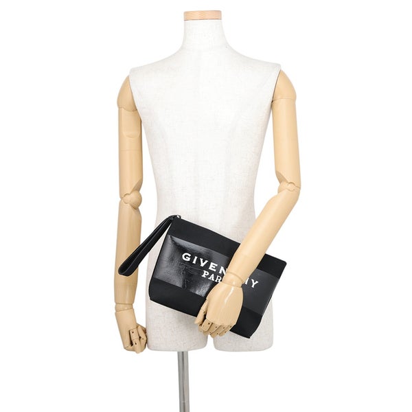 ジバンシー クラッチバッグ テープロゴ スモール キャンバス BB60PNB2CL GIVENCHY ポーチ 黒