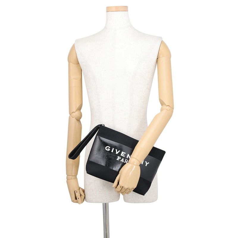 ジバンシー クラッチバッグ テープロゴ スモール キャンバス BB60PNB2CL GIVENCHY ポーチ 黒