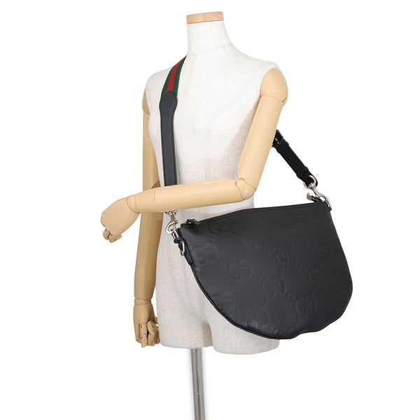 グッチ ショルダーバッグ ジャンボGG シェリーライン レザー 801887 GUCCI 黒