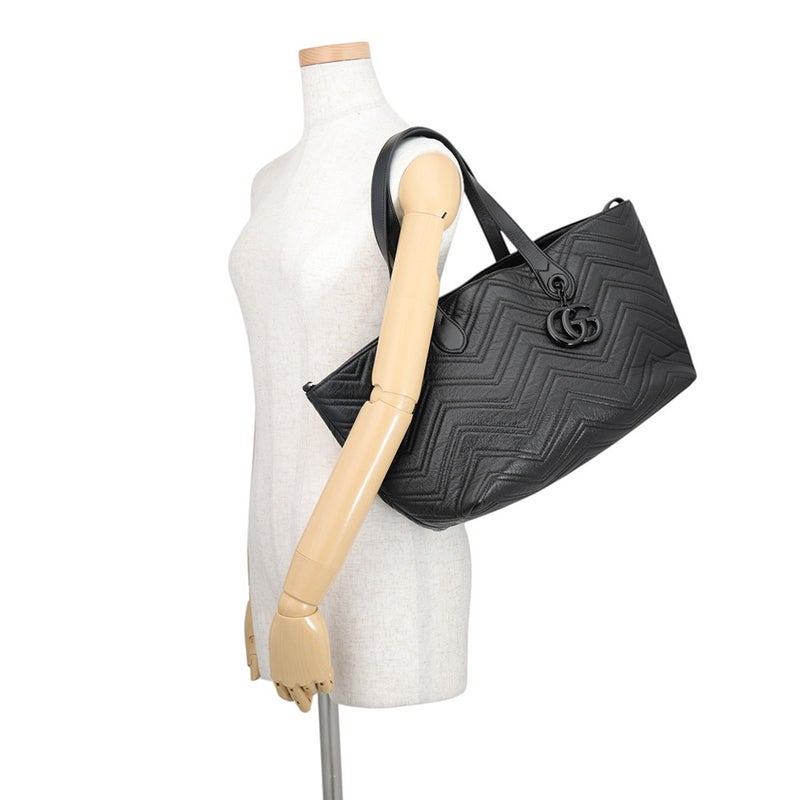 グッチ トートバッグ GGマーモント ミディアム レザー 855279 GUCCI 黒