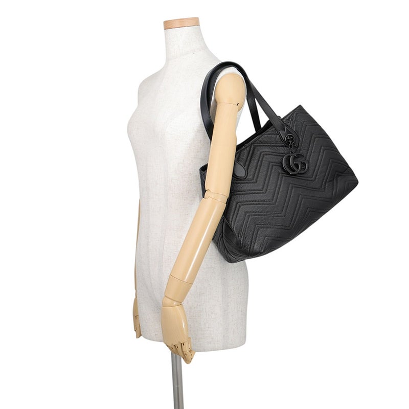 グッチ トートバッグ GGマーモント ミディアム レザー 855279 GUCCI 黒
