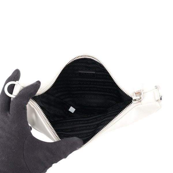 プラダ ショルダーバッグ レザー トライアングルロゴ ミニ 1BC543 PRADA ２way 白