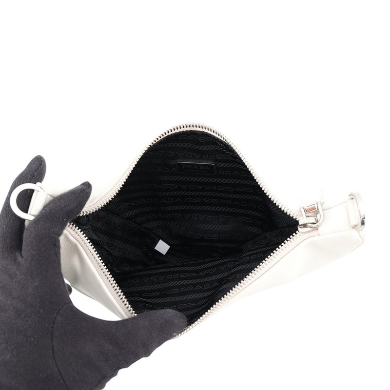 プラダ ショルダーバッグ レザー トライアングルロゴ ミニ 1BC543 PRADA ２way 白
