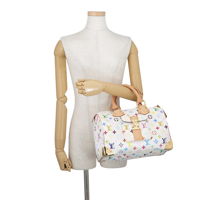 ルイヴィトン ハンドバッグ モノグラム・マルチカラー スピーディ30 M92643 LOUIS VUITTON 白