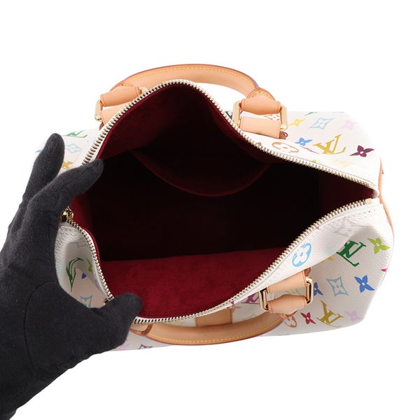 ルイヴィトン ハンドバッグ モノグラム・マルチカラー スピーディ30 M92643 LOUIS VUITTON 白