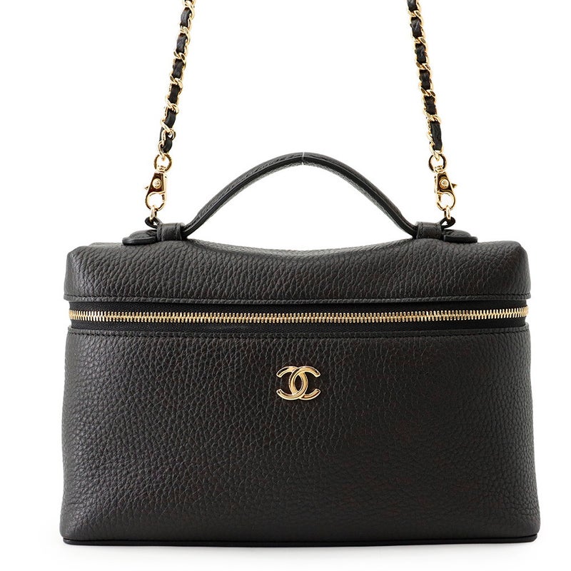 シャネル チェーンショルダーバッグ ラージ ヴァニティケース ココマーク カーフスキン AP5347 CHANEL バニティ 黒