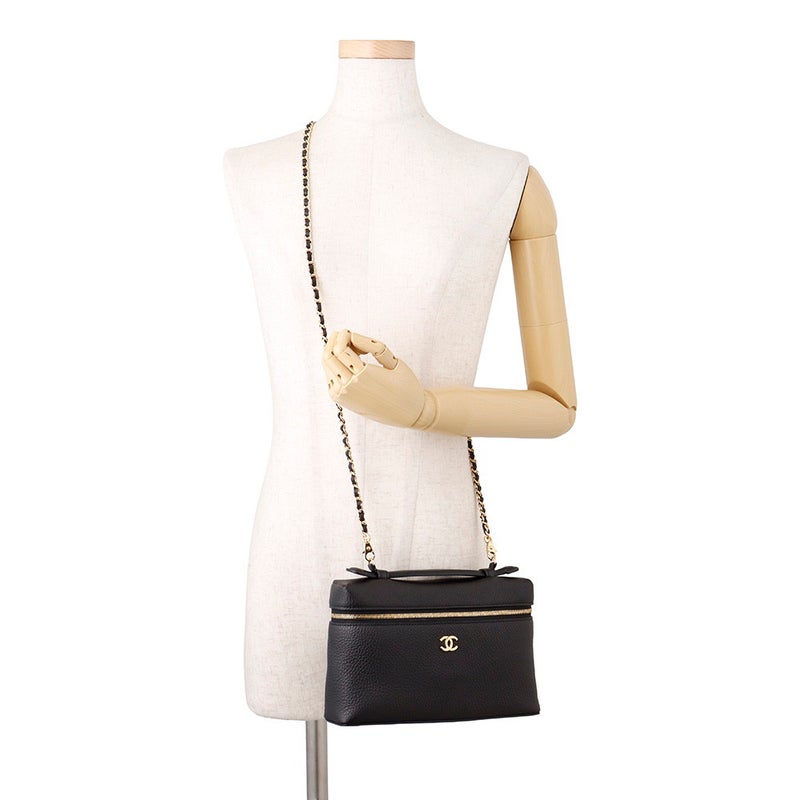 シャネル チェーンショルダーバッグ ラージ ヴァニティケース ココマーク カーフスキン AP5347 CHANEL バニティ 黒