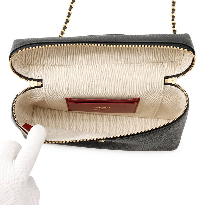 シャネル チェーンショルダーバッグ ラージ ヴァニティケース ココマーク カーフスキン AP5347 CHANEL バニティ 黒