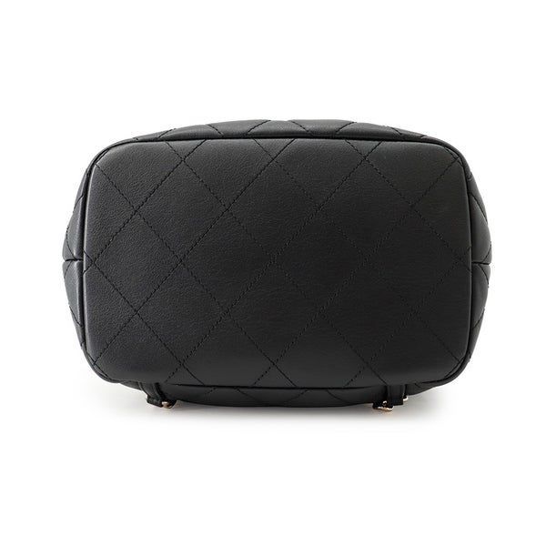 シャネル リュック ココマーク マトラッセ バックパック ドローストリング ダブルポケット カーフスキン AS4342 CHANEL 黒