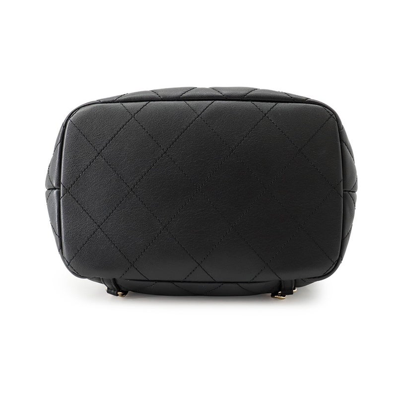 シャネル リュック ココマーク マトラッセ バックパック ドローストリング ダブルポケット カーフスキン AS4342 CHANEL 黒
