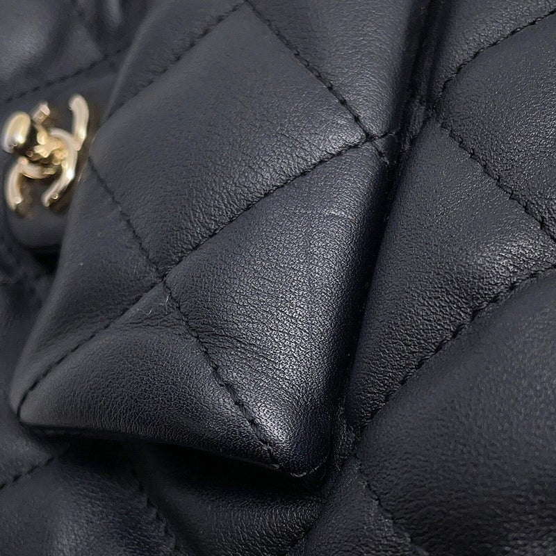 シャネル リュック ココマーク マトラッセ バックパック ドローストリング ダブルポケット カーフスキン AS4342 CHANEL 黒