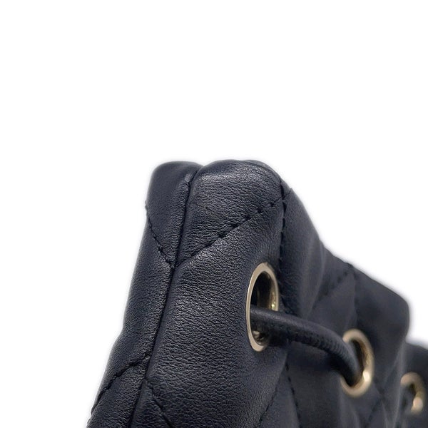 シャネル リュック ココマーク マトラッセ バックパック ドローストリング ダブルポケット カーフスキン AS4342 CHANEL 黒