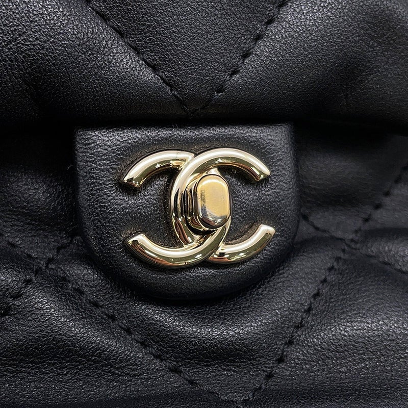 シャネル リュック ココマーク マトラッセ バックパック ドローストリング ダブルポケット カーフスキン AS4342 CHANEL 黒