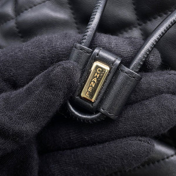 シャネル リュック ココマーク マトラッセ バックパック ドローストリング ダブルポケット カーフスキン AS4342 CHANEL 黒