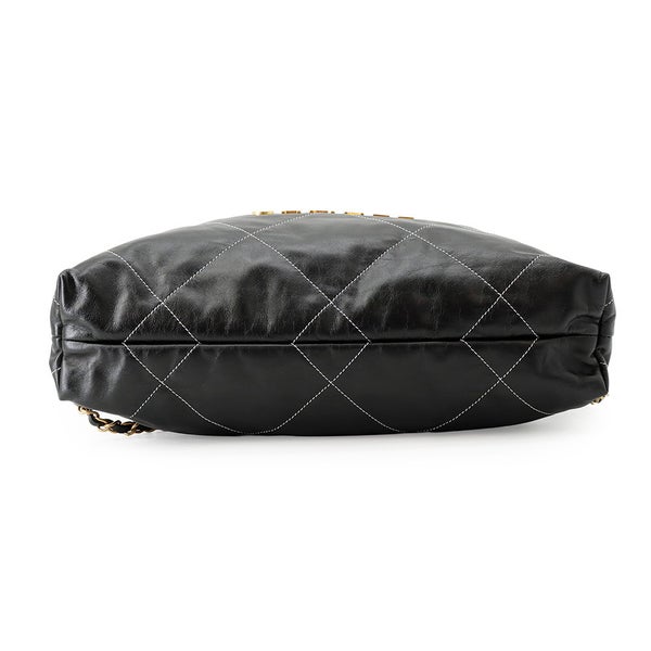 シャネル リュック シャネル22 ラージ シャイニーカーフレザー AS3313 CHANEL バックパック バッグ 黒