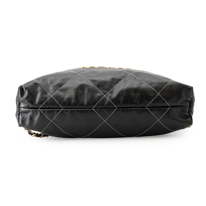シャネル リュック シャネル22 ラージ シャイニーカーフレザー AS3313 CHANEL バックパック バッグ 黒