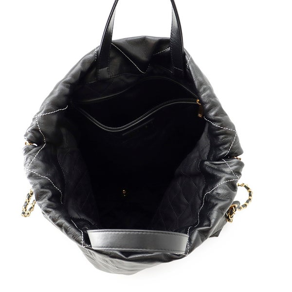 シャネル リュック シャネル22 ラージ シャイニーカーフレザー AS3313 CHANEL バックパック バッグ 黒