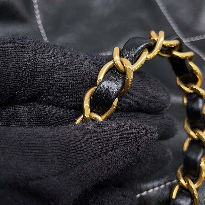 シャネル リュック シャネル22 ラージ シャイニーカーフレザー AS3313 CHANEL バックパック バッグ 黒