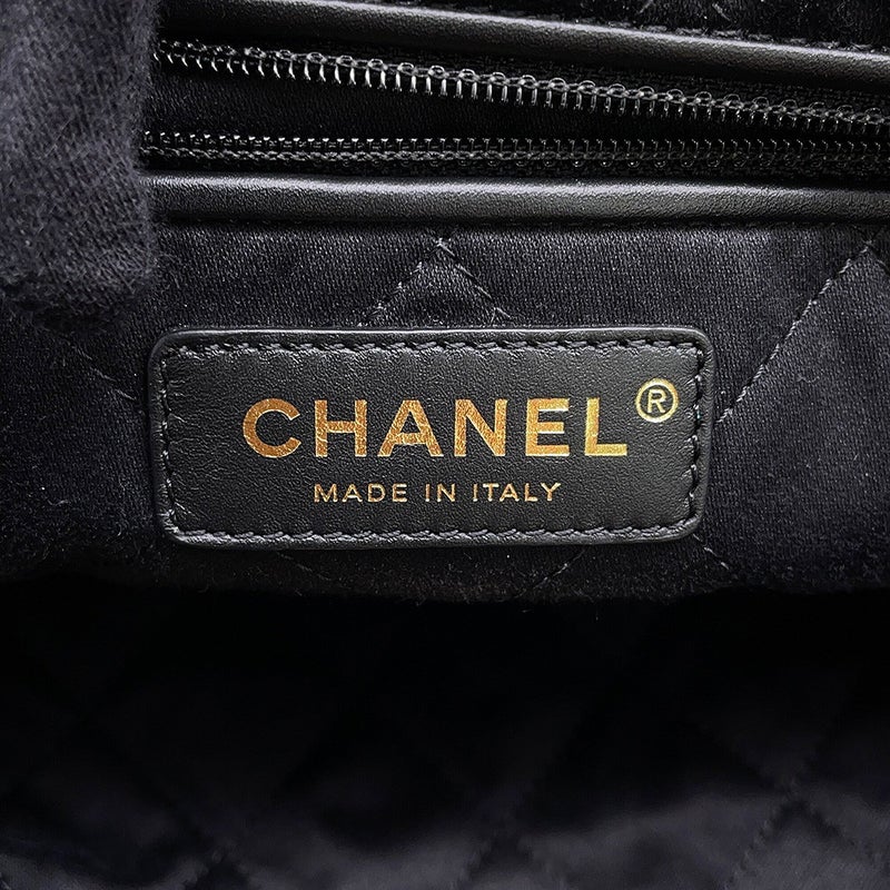 シャネル リュック シャネル22 ラージ シャイニーカーフレザー AS3313 CHANEL バックパック バッグ 黒