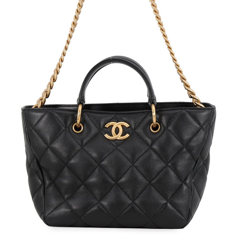 シャネル ハンドバッグ マトラッセ ココマーク スモール ショッピングバッグ ラムスキン AS4188 CHANEL 2way 黒