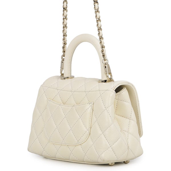 シャネル ハンドバッグ ココマーク マトラッセ ココハンドル XXS キャビアスキン AS2215 CHANEL 2wayショルダーバッグ 白
