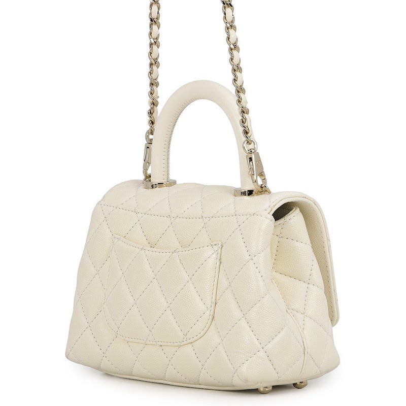 シャネル ハンドバッグ ココマーク マトラッセ ココハンドル XXS キャビアスキン AS2215 CHANEL 2wayショルダーバッグ 白