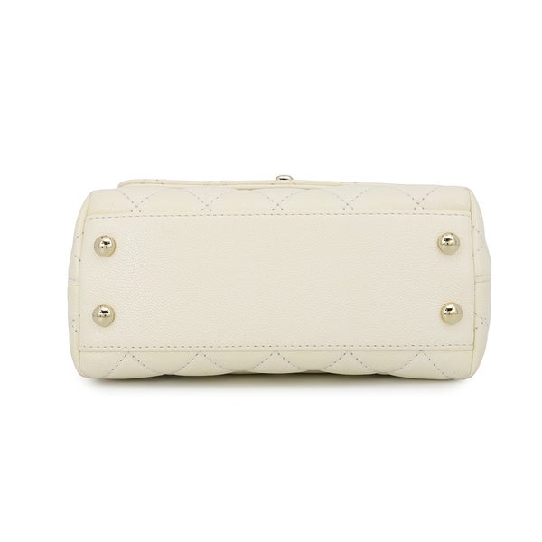 シャネル ハンドバッグ ココマーク マトラッセ ココハンドル XXS キャビアスキン AS2215 CHANEL 2wayショルダーバッグ 白