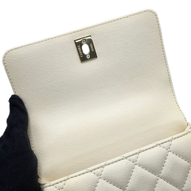 シャネル ハンドバッグ ココマーク マトラッセ ココハンドル XXS キャビアスキン AS2215 CHANEL 2wayショルダーバッグ 白