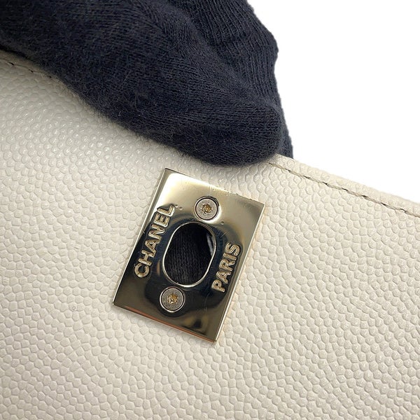 シャネル ハンドバッグ ココマーク マトラッセ ココハンドル XXS キャビアスキン AS2215 CHANEL 2wayショルダーバッグ 白