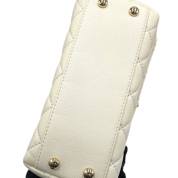シャネル ハンドバッグ ココマーク マトラッセ ココハンドル XXS キャビアスキン AS2215 CHANEL 2wayショルダーバッグ 白