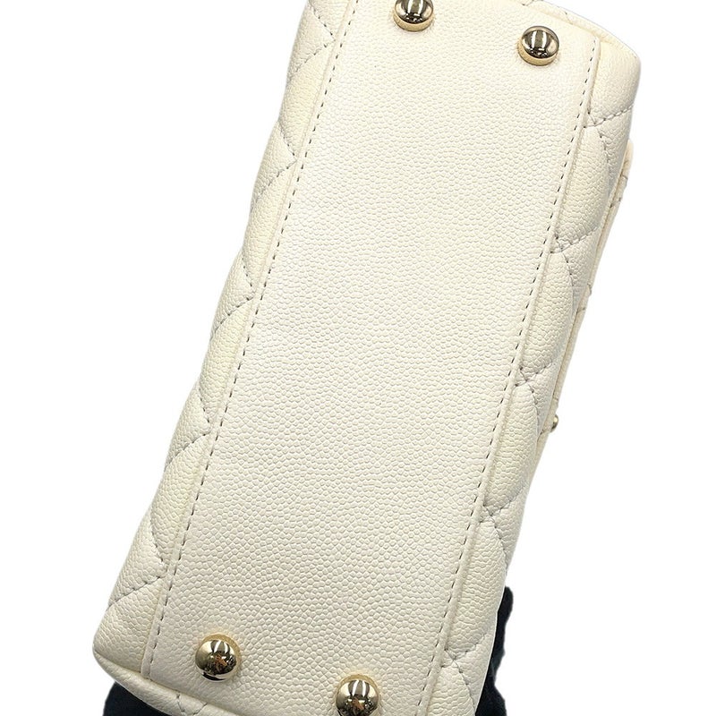 シャネル ハンドバッグ ココマーク マトラッセ ココハンドル XXS キャビアスキン AS2215 CHANEL 2wayショルダーバッグ 白