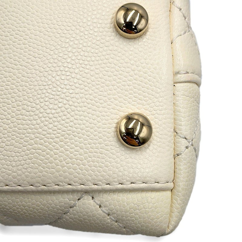 シャネル ハンドバッグ ココマーク マトラッセ ココハンドル XXS キャビアスキン AS2215 CHANEL 2wayショルダーバッグ 白
