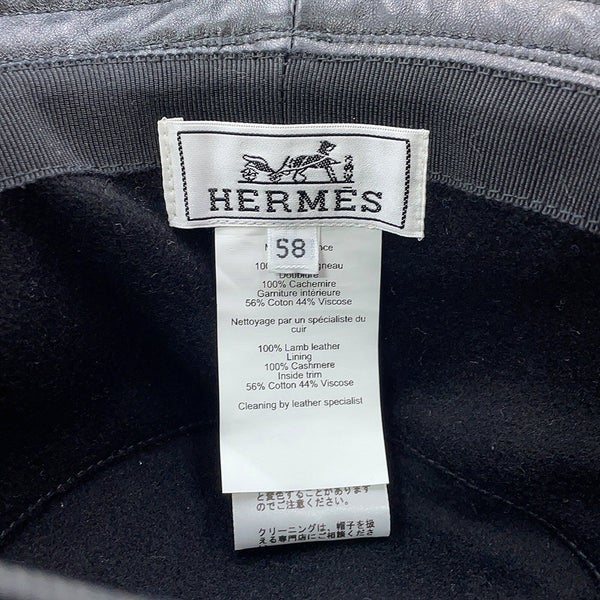 エルメス ハット ジョディ バケット グレナンコード付きハット アニョーブリヤン サイズ58 HERMES 帽子 黒
