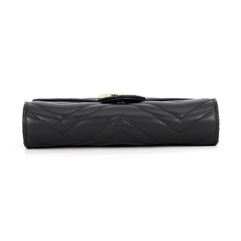 グッチ チェーンウォレット GGマーモント キルティング レザー 837745 GUCCI 財布 ダブルG 黒