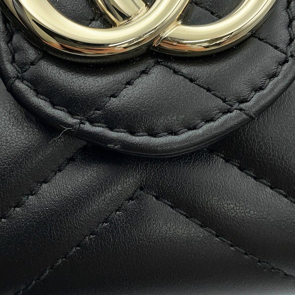 グッチ チェーンウォレット GGマーモント キルティング レザー 837745 GUCCI 財布 ダブルG 黒
