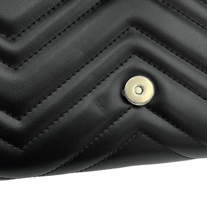 グッチ チェーンウォレット GGマーモント キルティング レザー 837745 GUCCI 財布 ダブルG 黒