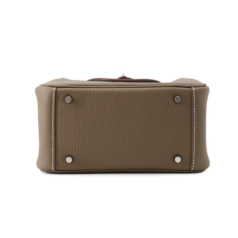 エルメス ハンドバッグ リンディ ミニ エトゥープ/シルバー金具 トリヨンクレマンス G刻印 HERMES バッグ 2wayショルダーバッグ