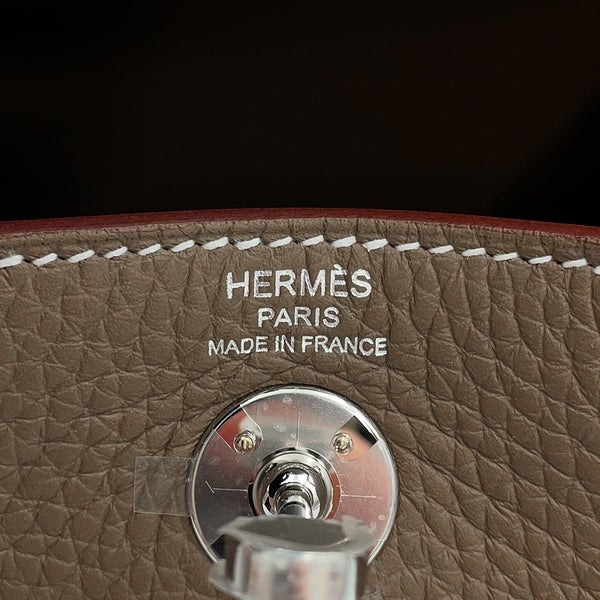 エルメス ハンドバッグ リンディ ミニ エトゥープ/シルバー金具 トリヨンクレマンス G刻印 HERMES バッグ 2wayショルダーバッグ