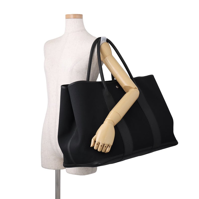 エルメス トートバッグ ガーデンパーティGM ブラック/シルバー金具 トワルミリタリー/ネゴンダ Y刻印 Garden Party 黒