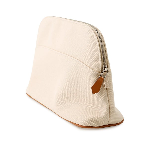 エルメス ポーチ ボリードポーチMM ナチュラル/シルバー金具 キャンバス HERMES コスメポーチ 化粧ポーチ 小物入れ