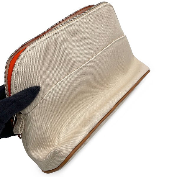エルメス ポーチ ボリードポーチMM ナチュラル/シルバー金具 キャンバス HERMES コスメポーチ 化粧ポーチ 小物入れ