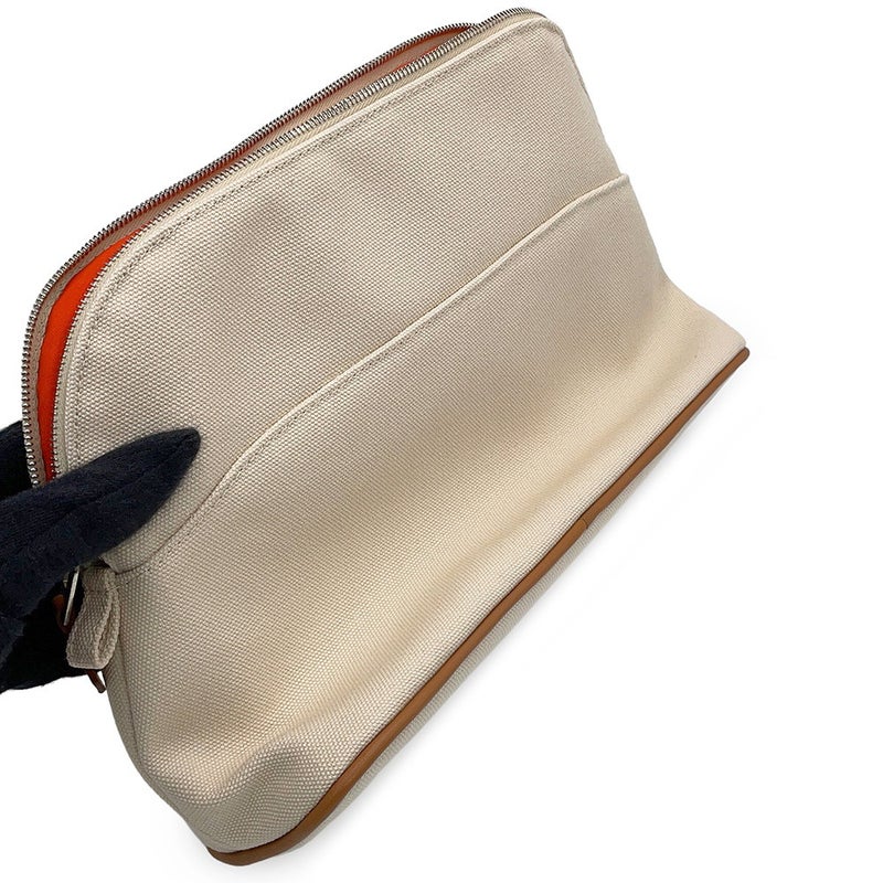 エルメス ポーチ ボリードポーチMM ナチュラル/シルバー金具 キャンバス HERMES コスメポーチ 化粧ポーチ 小物入れ