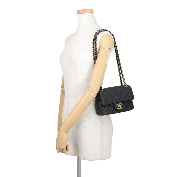 シャネル チェーンショルダーバッグ ミニ マトラッセ ココマーク キャビアスキン AS5098 CHANEL 黒