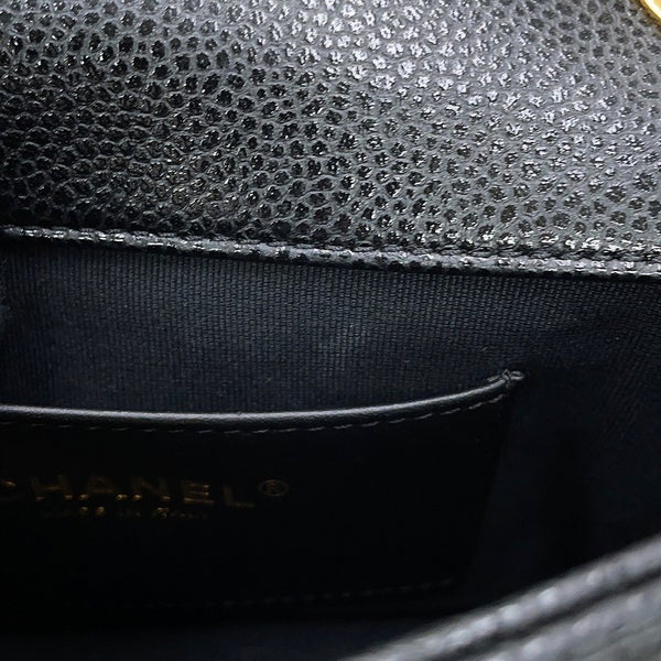 シャネル チェーンショルダーバッグ ミニ マトラッセ ココマーク キャビアスキン AS5098 CHANEL 黒